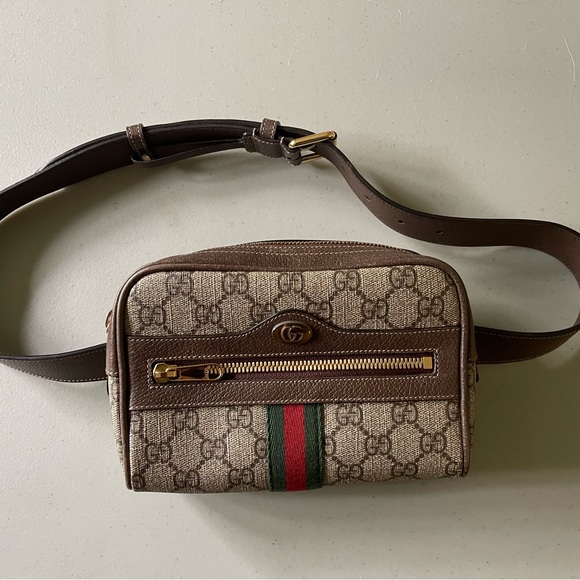 Gucci GG Ophidia Belt Bag Waist Bag Coated Canvas Brown - Picture 1 of 9